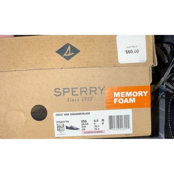 Women's Crest Vibe Gingham Black Sperry Top-Sider Memory Foam Sneaker Size 8.5 - Picture 10 of 11